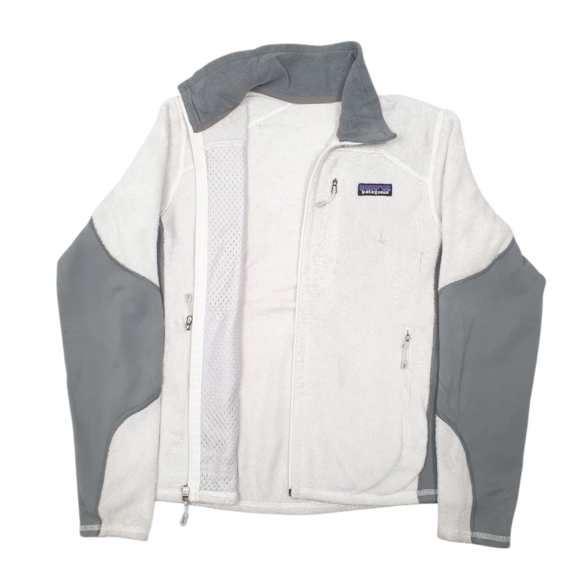 Womens White Patagonia Outdoors Hiking Camping Full Zip Jumper