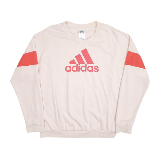 Mens Pink Adidas Spellout Crewneck Jumper