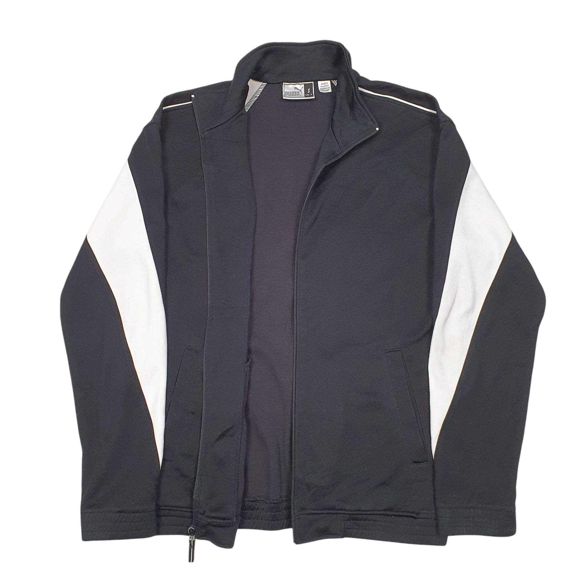 Mens Black Puma Active Track Workout Gym Running Full Zip Jumper