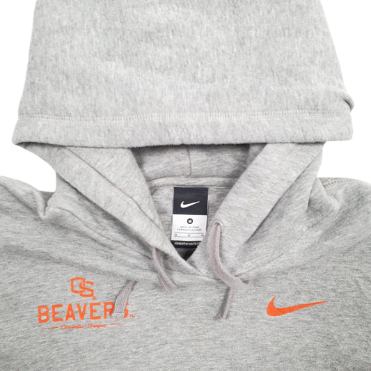 Womens Grey Nike Oregon State Beavers Spellout Backprint Hoodie Jumper