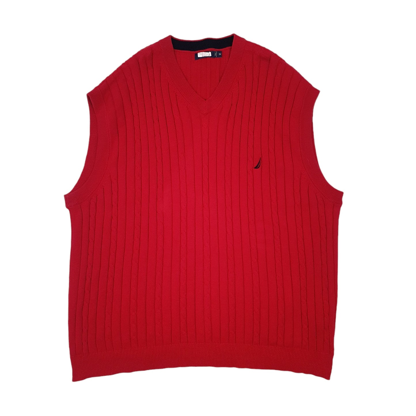 Mens Red Nautica Vest Knitwear Tank Top Jumper