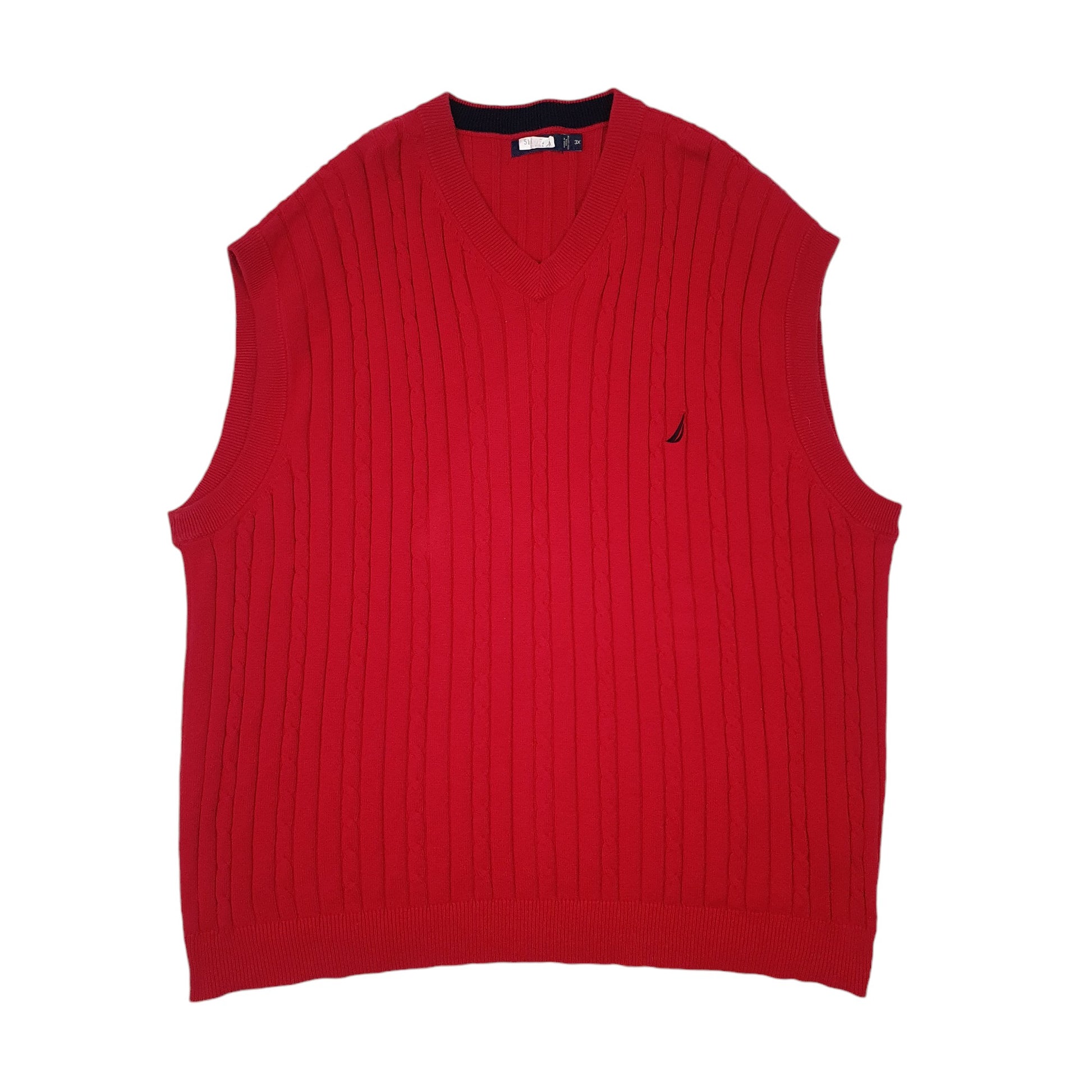 Mens Red Nautica Vest Knitwear Tank Top Jumper