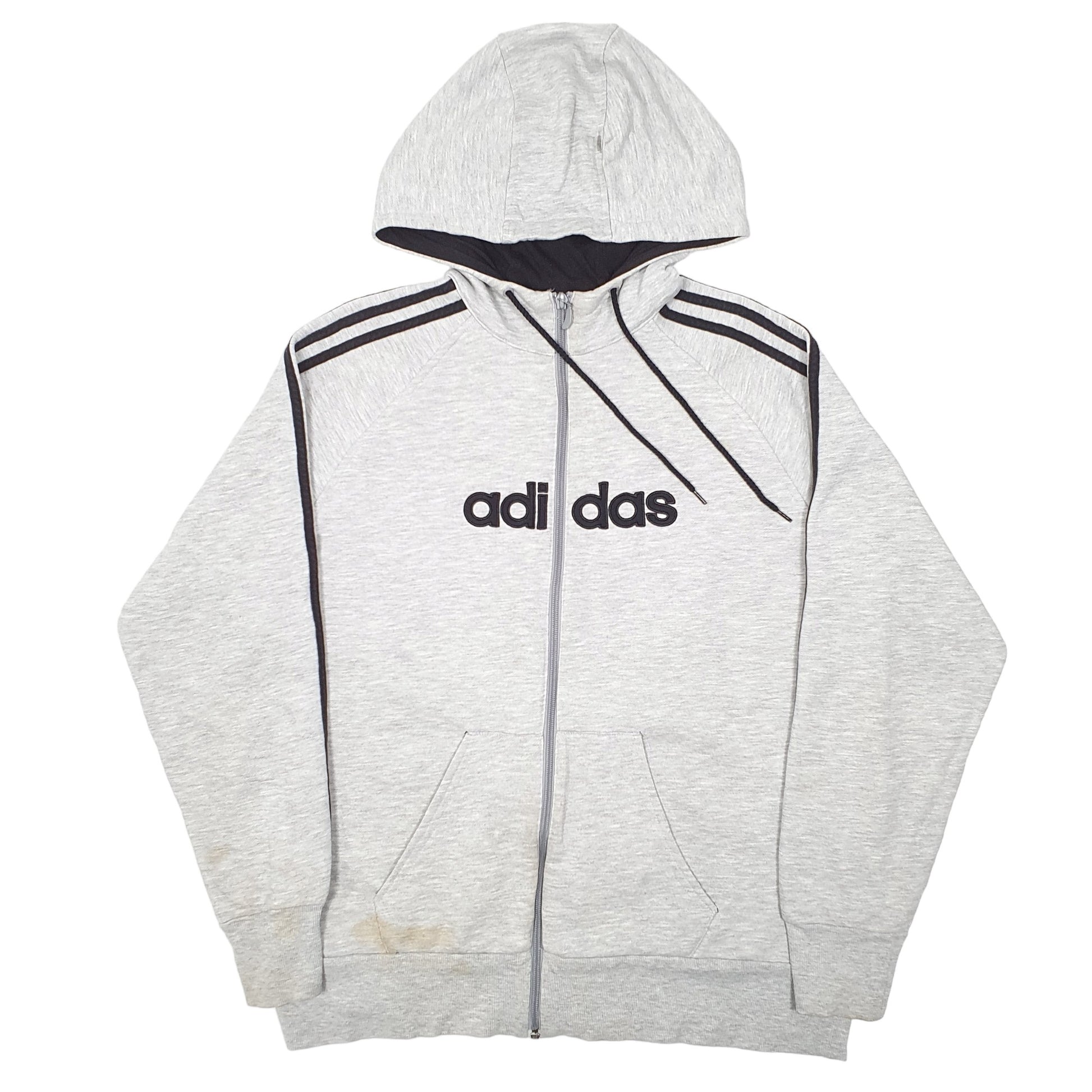 Mens Grey Adidas Hoodie Full Zip Jumper
