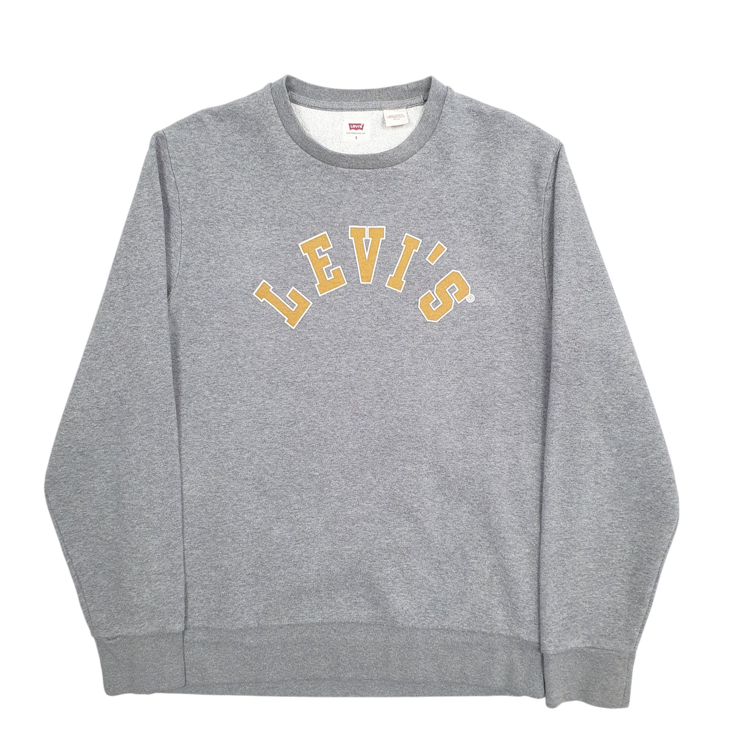 Mens Grey Levis Spellout Crewneck Jumper
