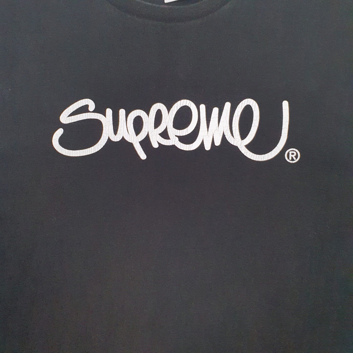 Mens Black Supreme Spellout Pre-shrunk Made In USA Short Sleeve T Shirt