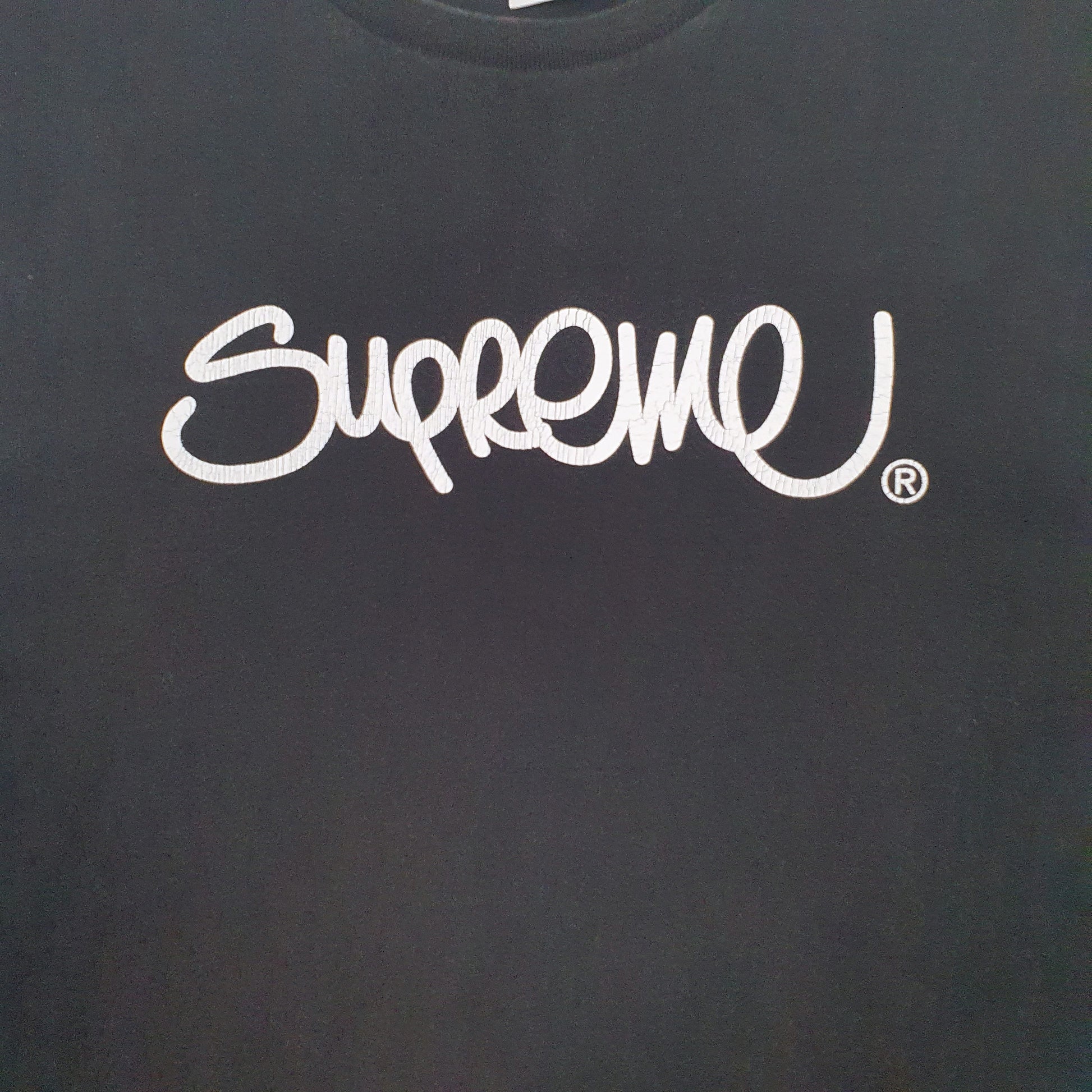Mens Black Supreme Spellout Pre-shrunk Made In USA Short Sleeve T Shirt