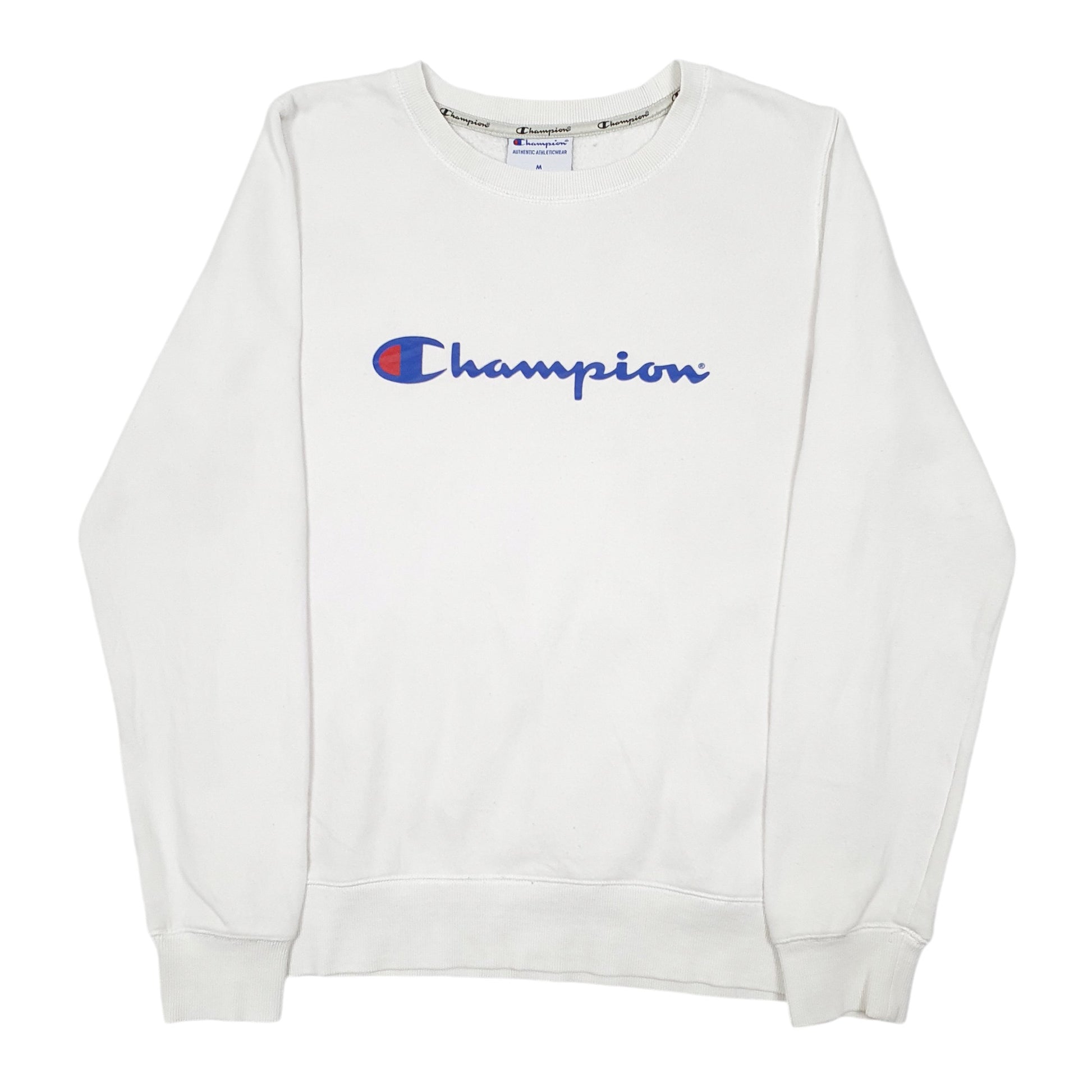 Womens White Champion Script Crewneck Jumper