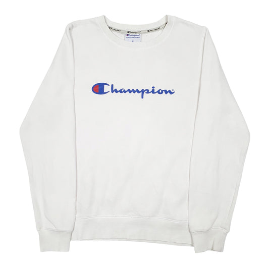 Womens White Champion Script Crewneck Jumper