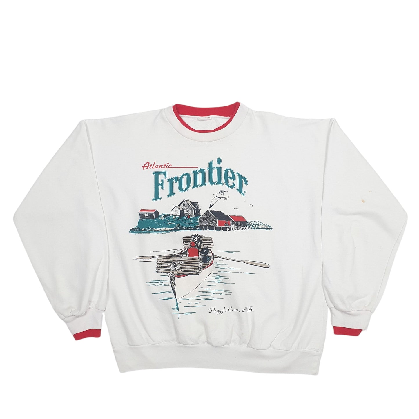 Mens White Canadiana Vintage 1990s Crewneck Jumper