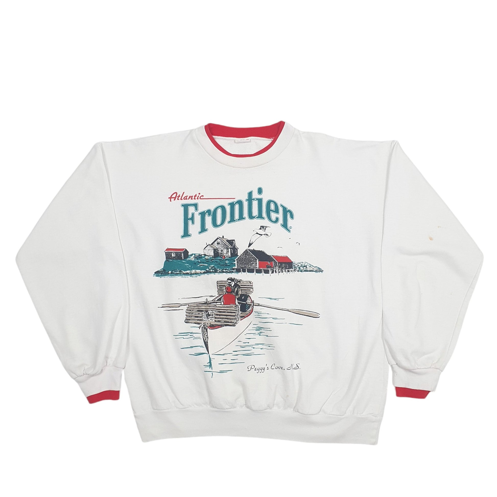 Mens White Canadiana Vintage 1990s Crewneck Jumper