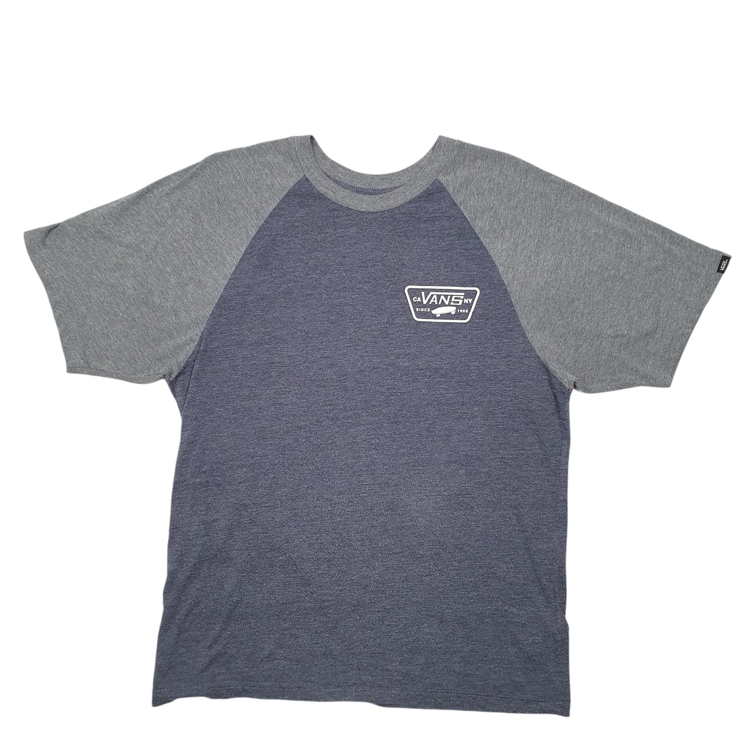 Mens Grey Vans Raglan Custom Fit CA NY Skate Short Sleeve T Shirt