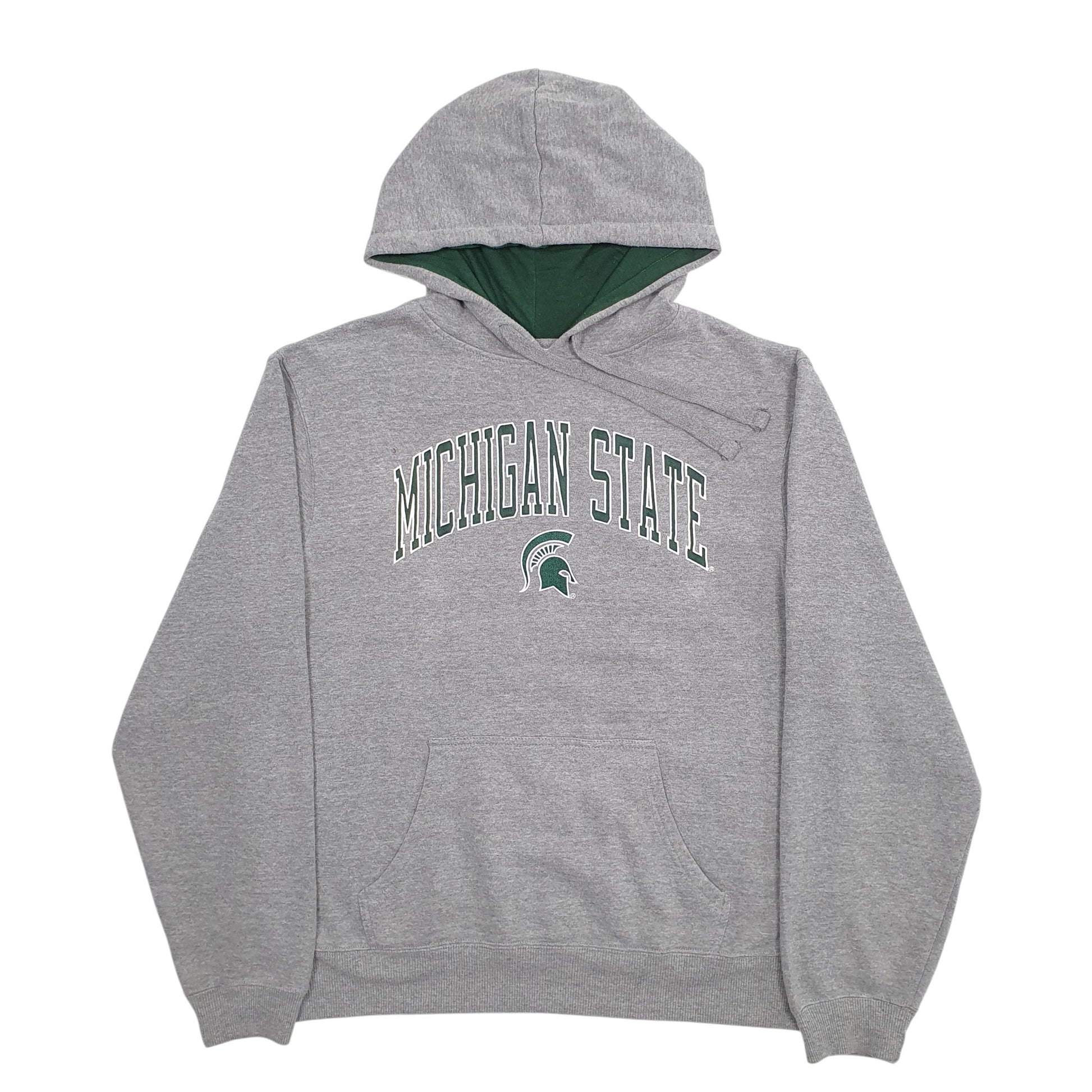Mens Grey Captivating Apparel Michigan State Spellout Hoodie Jumper