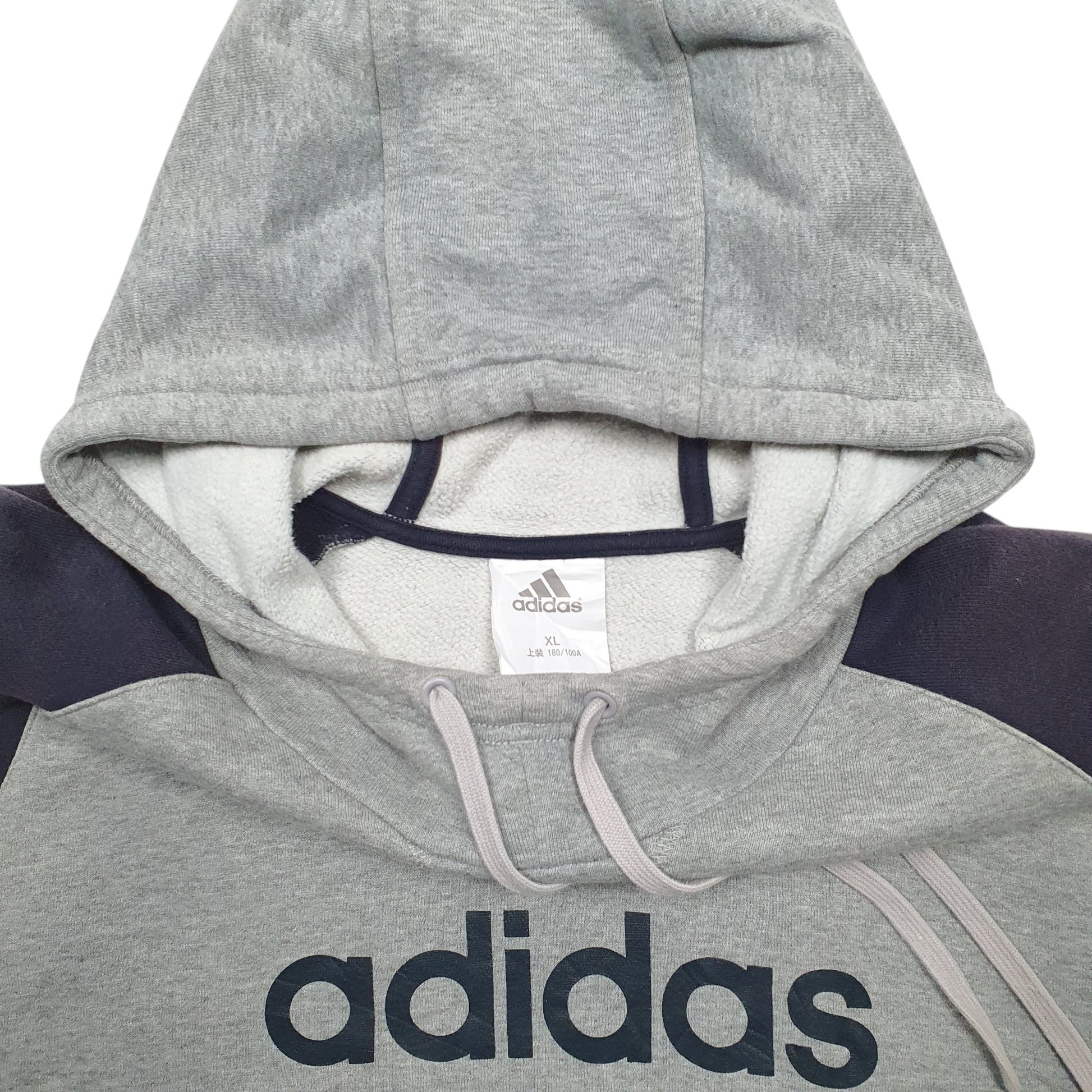 Mens Grey Adidas Spellout Hoodie Jumper