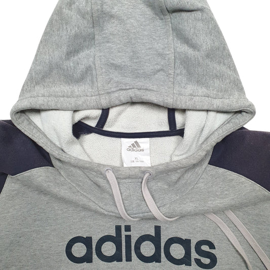 Mens Grey Adidas Spellout Hoodie Jumper
