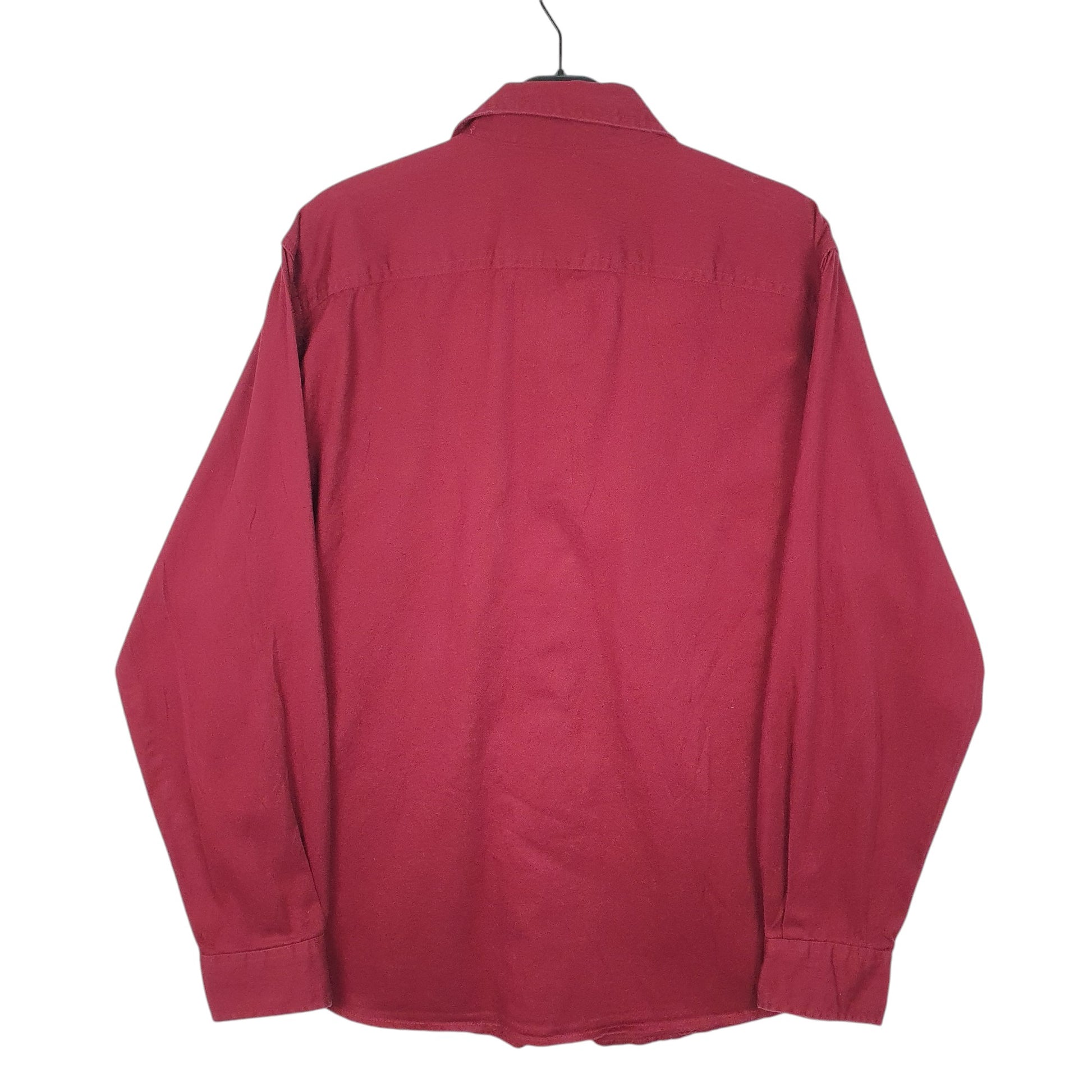 Mens Burgundy Wrangler Work Long Sleeve Shirt