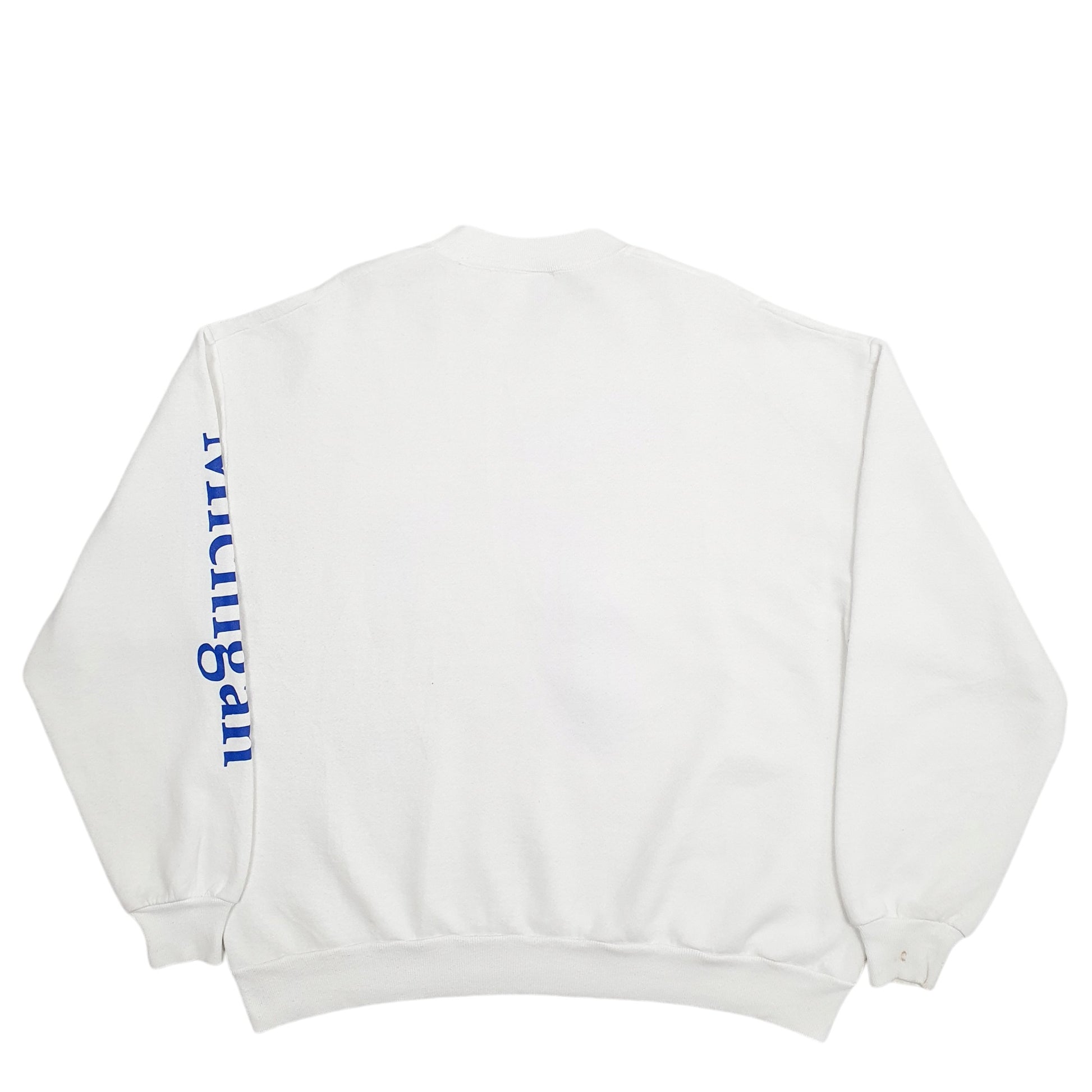 Mens White Jerzees Michigan Lakes Spellout Vintage 1990s Made in USA Crewneck Jumper