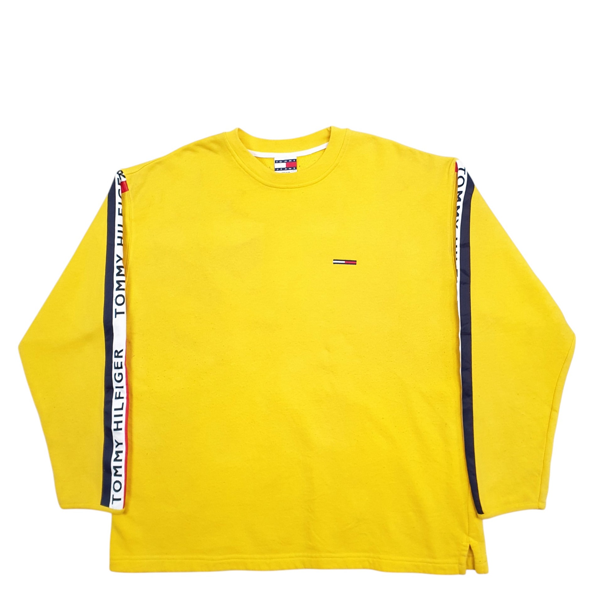 Mens Yellow Tommy Hilfiger Spellout Crewneck Jumper