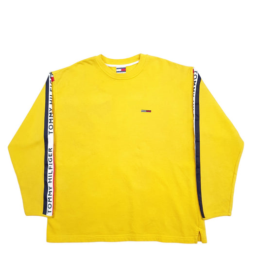 Mens Yellow Tommy Hilfiger Spellout Crewneck Jumper