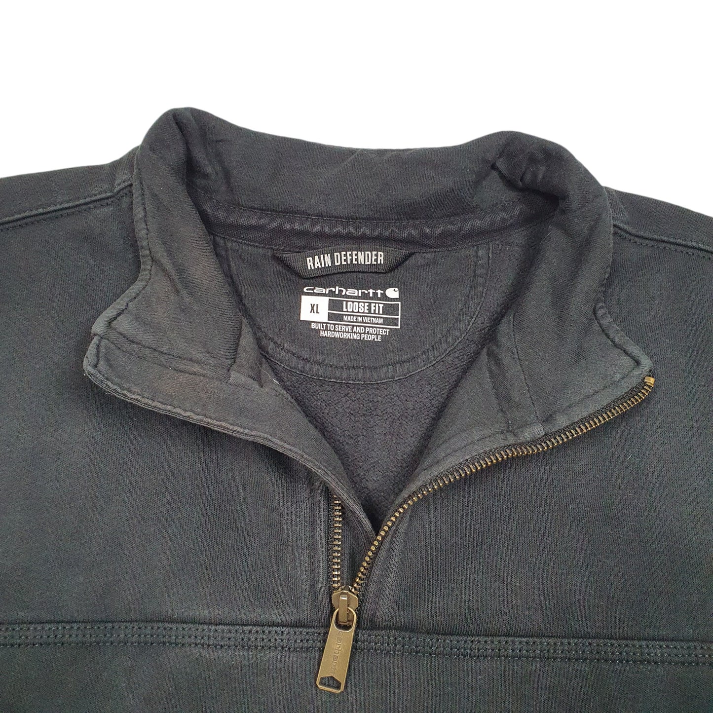 Mens Black Carhartt Workwear Rain Defender Quarter Zip Jumper