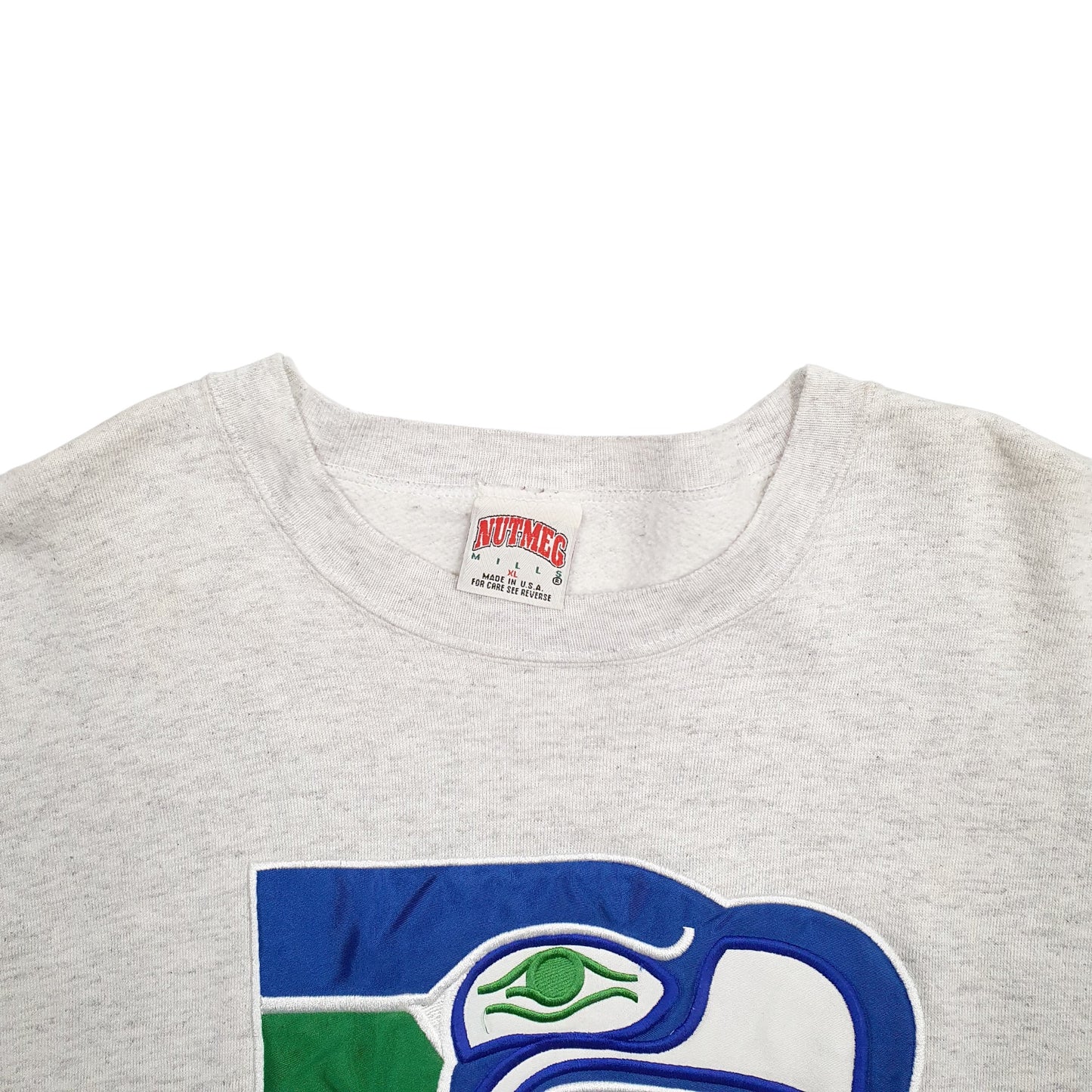 Mens Grey Nutmeg Mills Seattle Seahawks Football Made In USA Crewneck Jumper