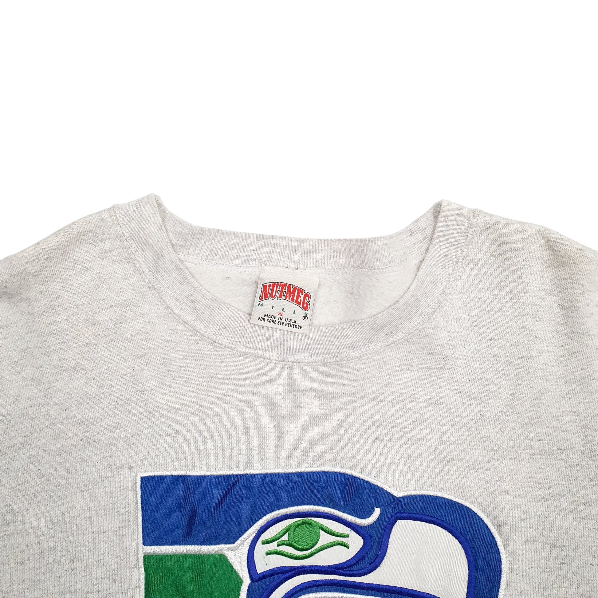 Mens Grey Nutmeg Mills Seattle Seahawks Football Made In USA Crewneck Jumper