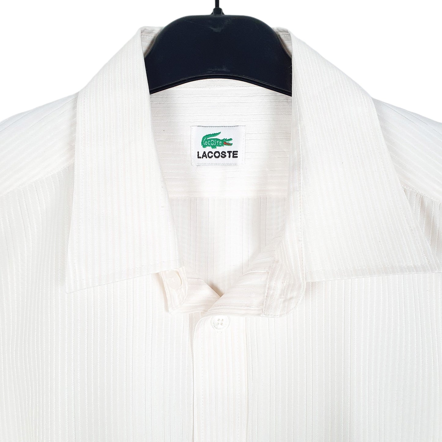 Mens White Lacoste  Long Sleeve Shirt