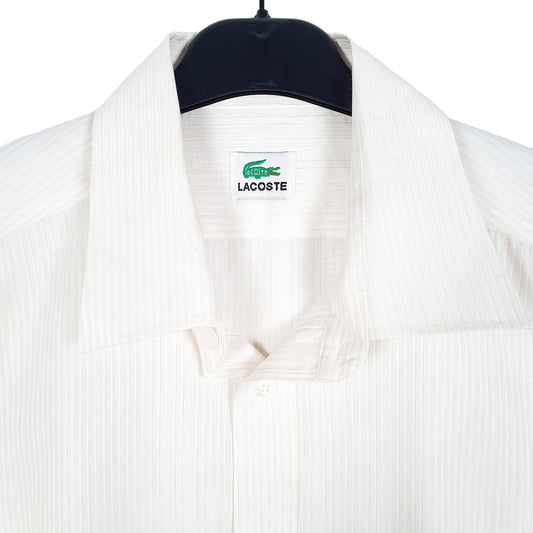 Mens White Lacoste  Long Sleeve Shirt