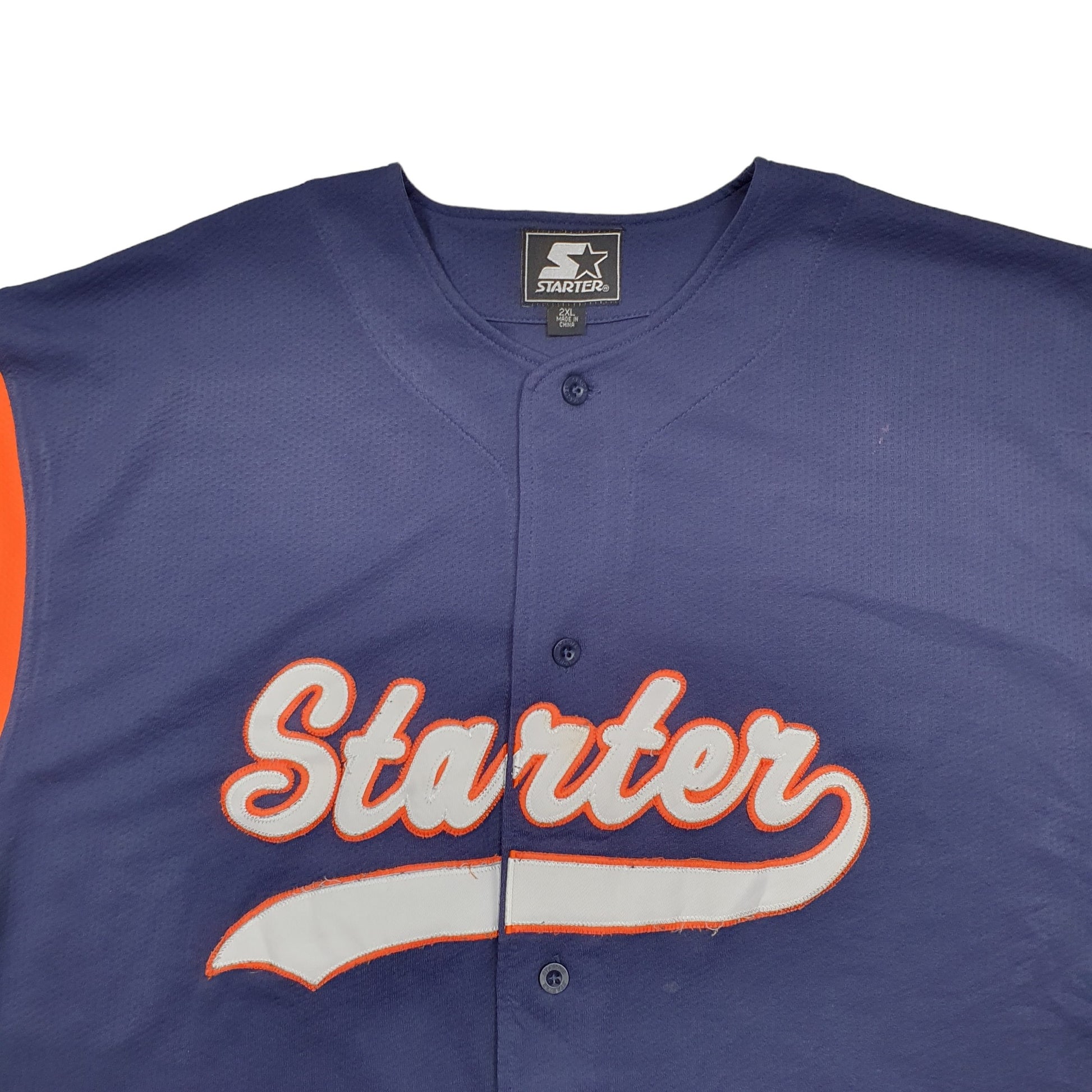 Mens Navy Starter MLB Baseball Jersey Short Sleeve T Shirt