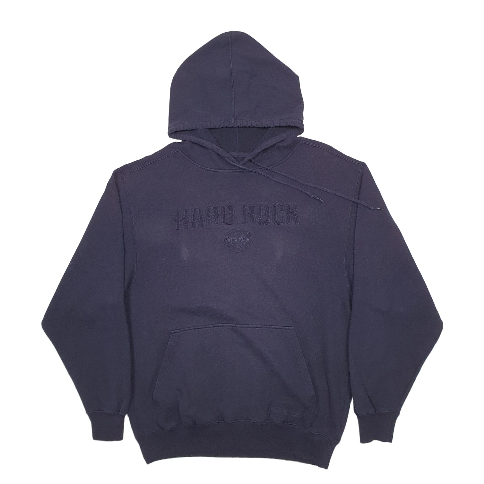 Mens Navy Hard Rock Cafe Spellout Hoodie Jumper