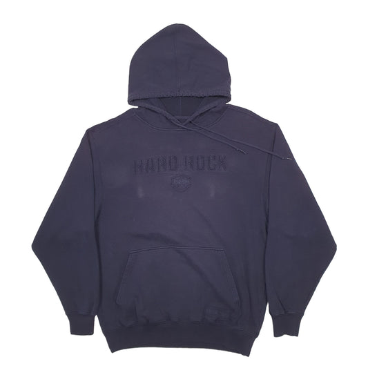 Mens Navy Hard Rock Cafe Spellout Hoodie Jumper