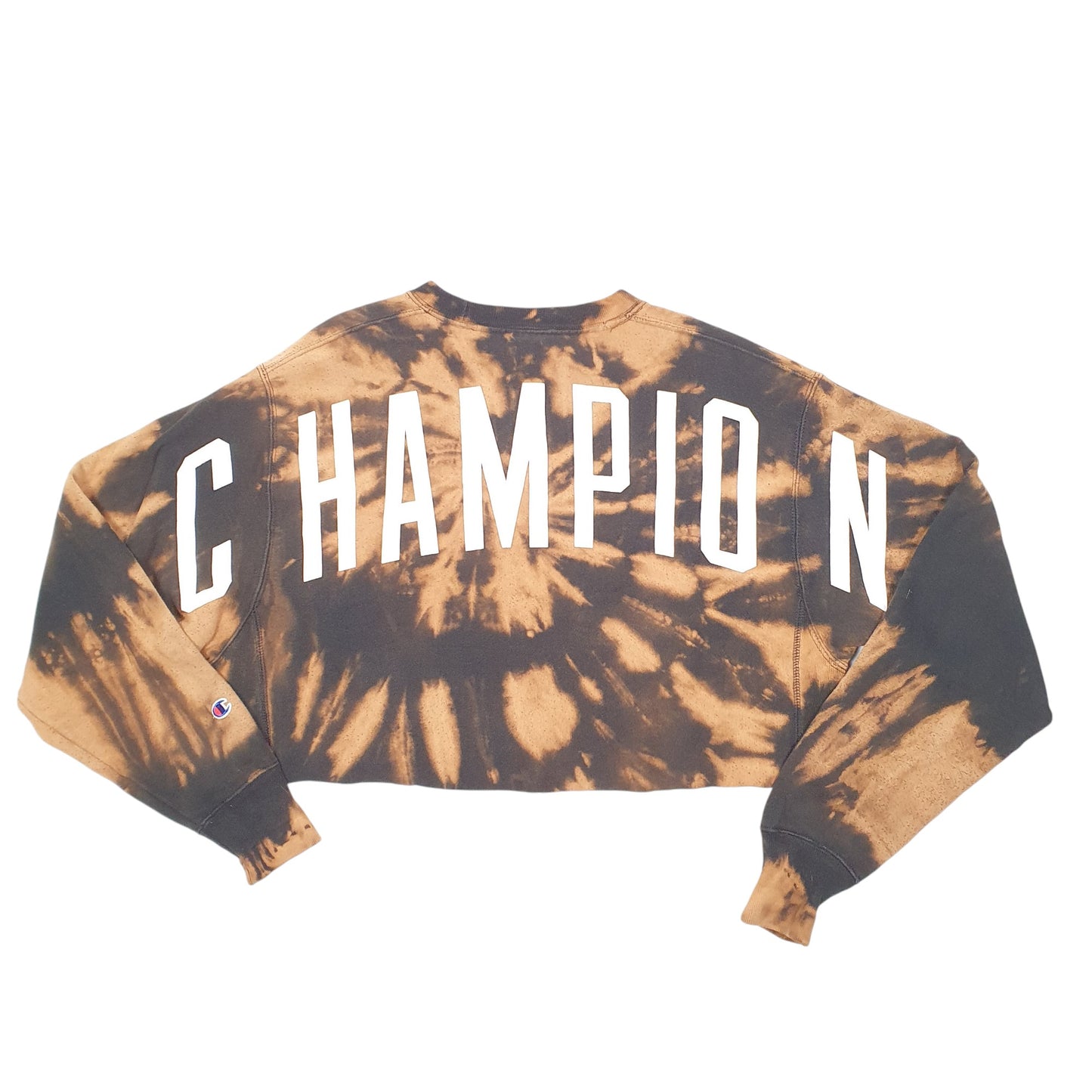 Womens Black Champion Reverse Weave Cropped Spellout Tie Dye Crewneck Jumper