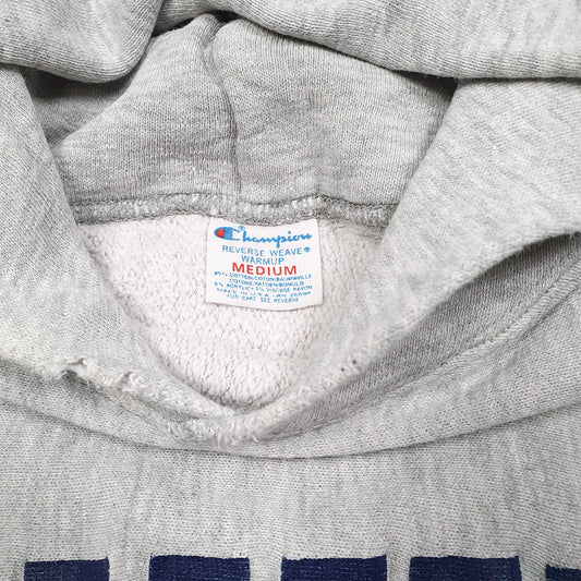 Mens Grey Champion 1980s Reverse Weave Made In USA Duke Warm Up Spellout Hoodie Jumper