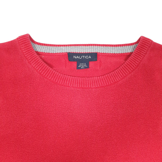 Mens Red Nautica Knit Stripe Crewneck Jumper