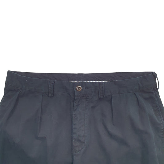 Mens Black Polo Ralph Lauren Double Pleated Vintage 2000's Chino Trousers