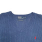 Mens Blue Ralph Lauren Tussah Silk Cable Knit Crewneck Jumper