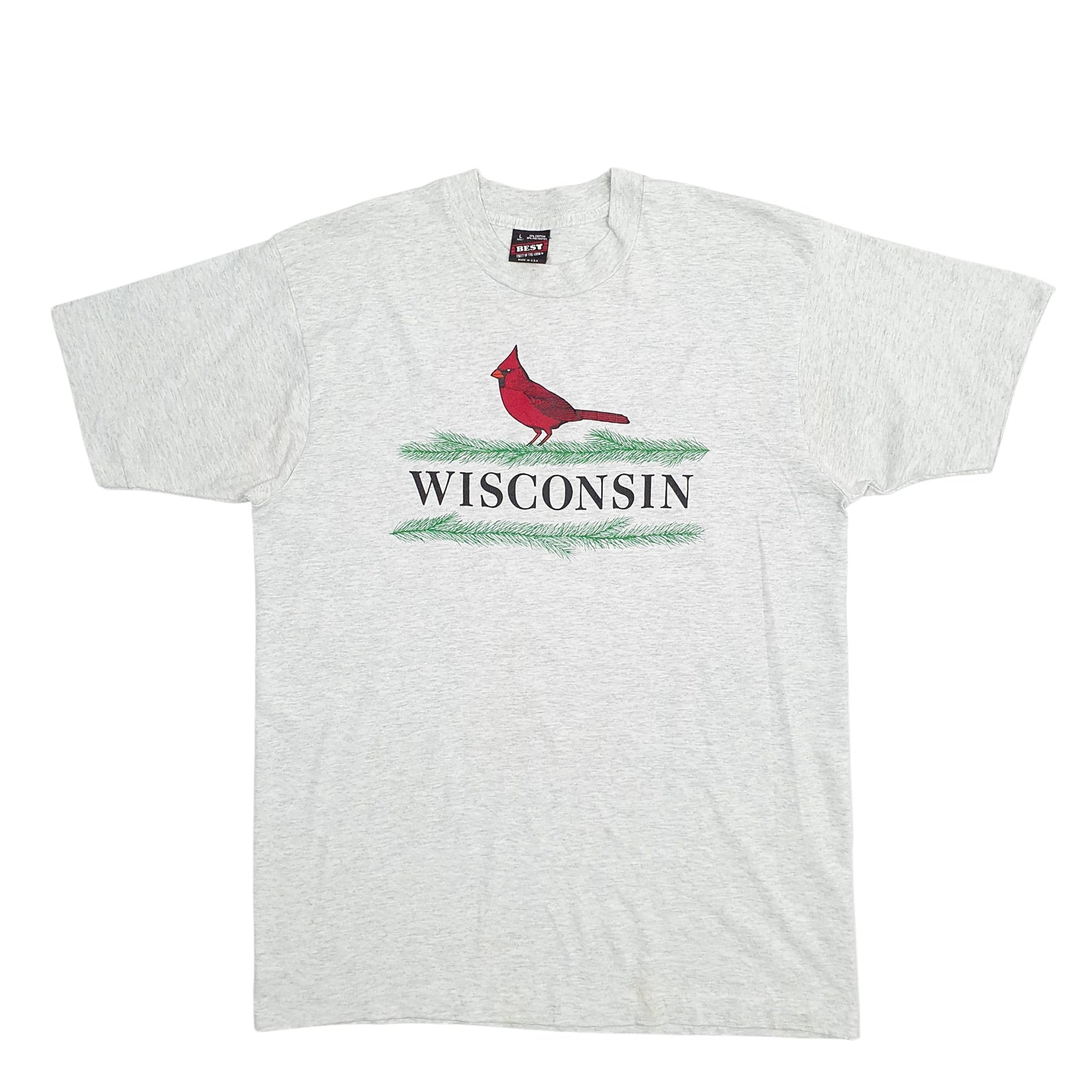 Mens Grey Fruit Of The Loom Single Stitch Vintage 90s Short Sleeve T Shirt