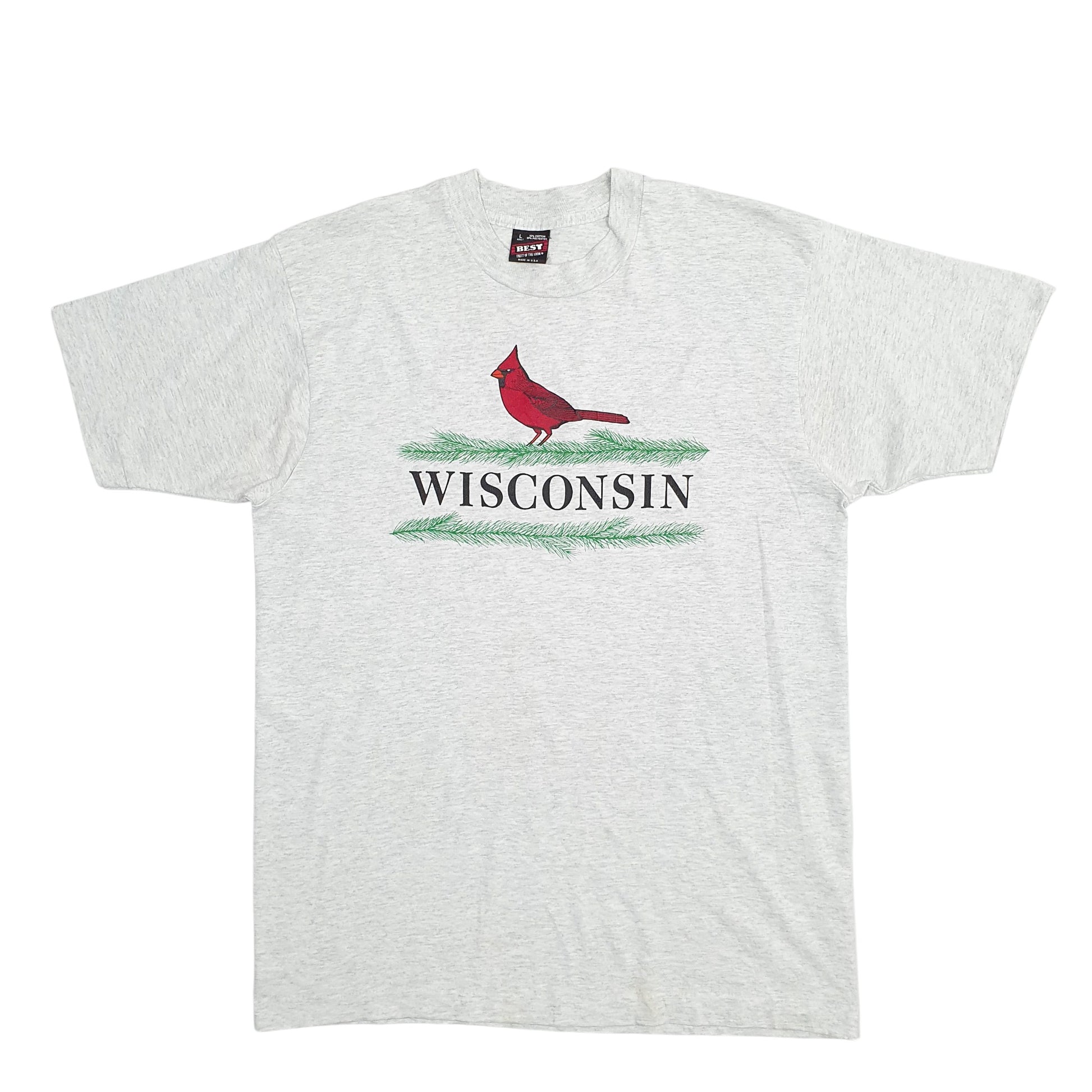 Mens Grey Fruit Of The Loom Single Stitch Vintage 90s Short Sleeve T Shirt