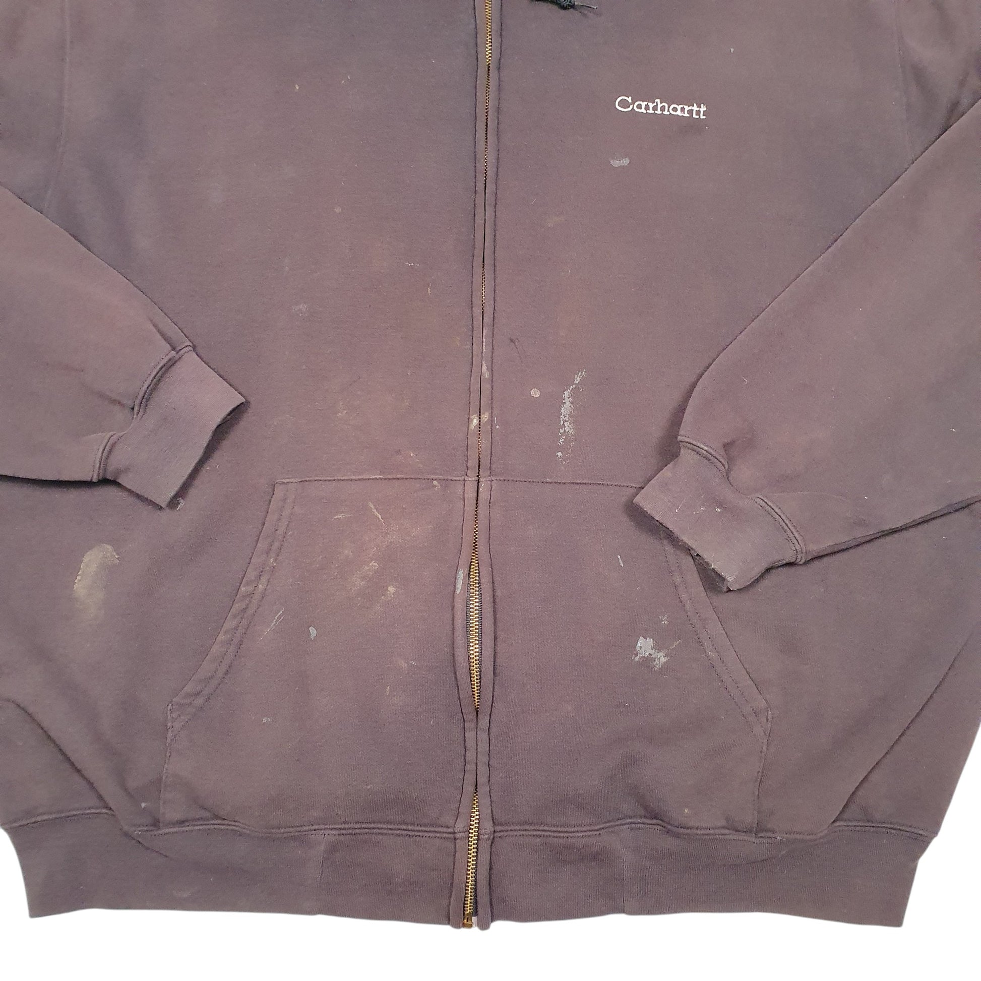 Mens Brown Carhartt Hoodie Workwear Full Zip Jumper