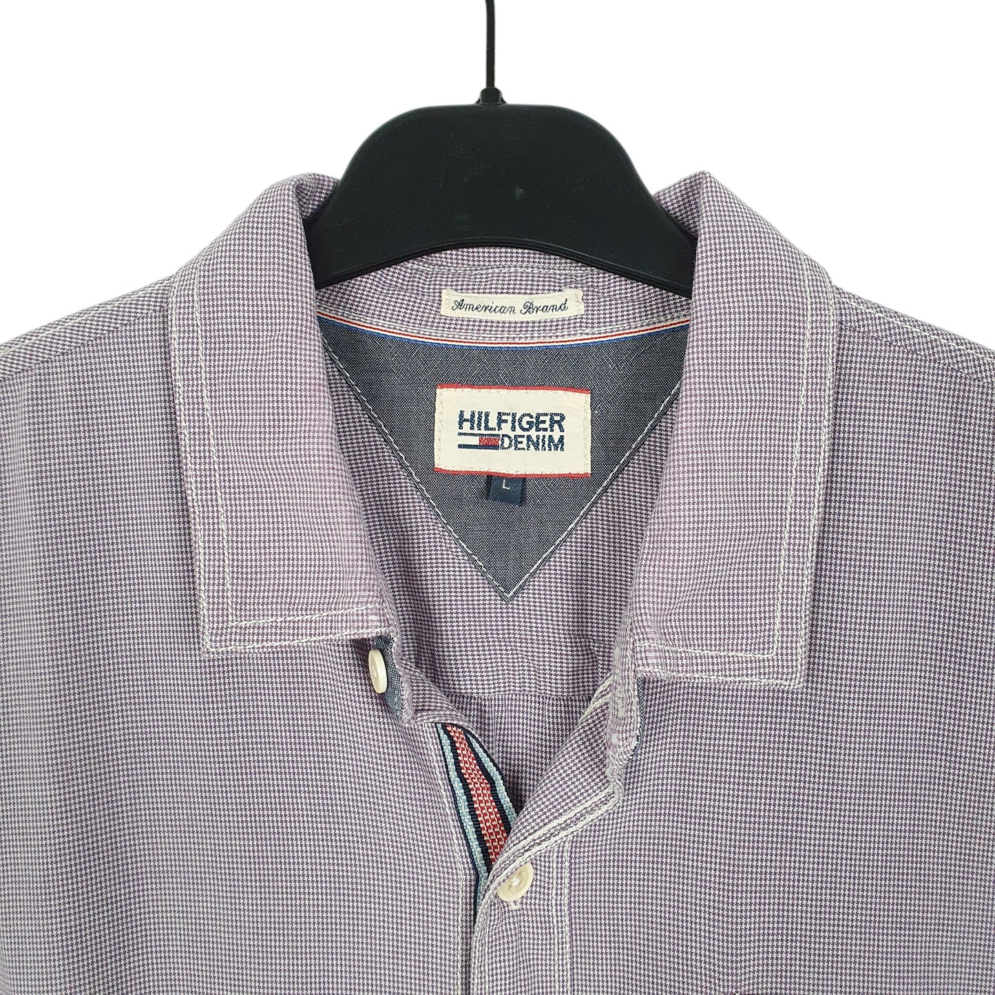 Mens Purple Tommy Hilfiger Houndstooth Long Sleeve Shirt