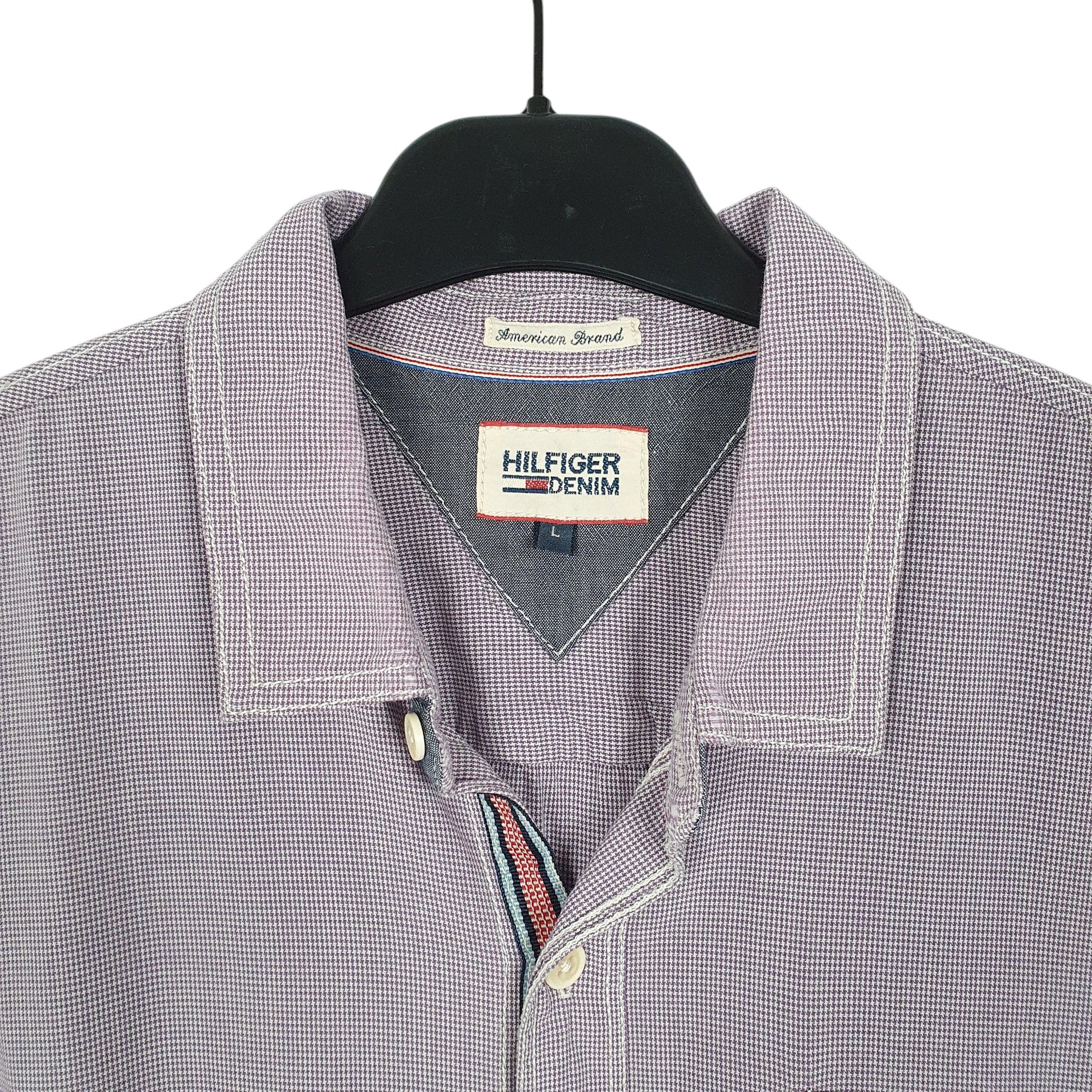 Mens Purple Tommy Hilfiger Houndstooth Long Sleeve Shirt
