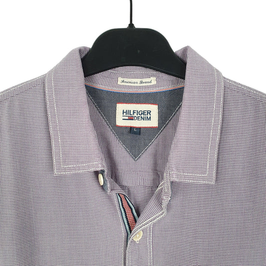 Mens Purple Tommy Hilfiger Houndstooth Long Sleeve Shirt