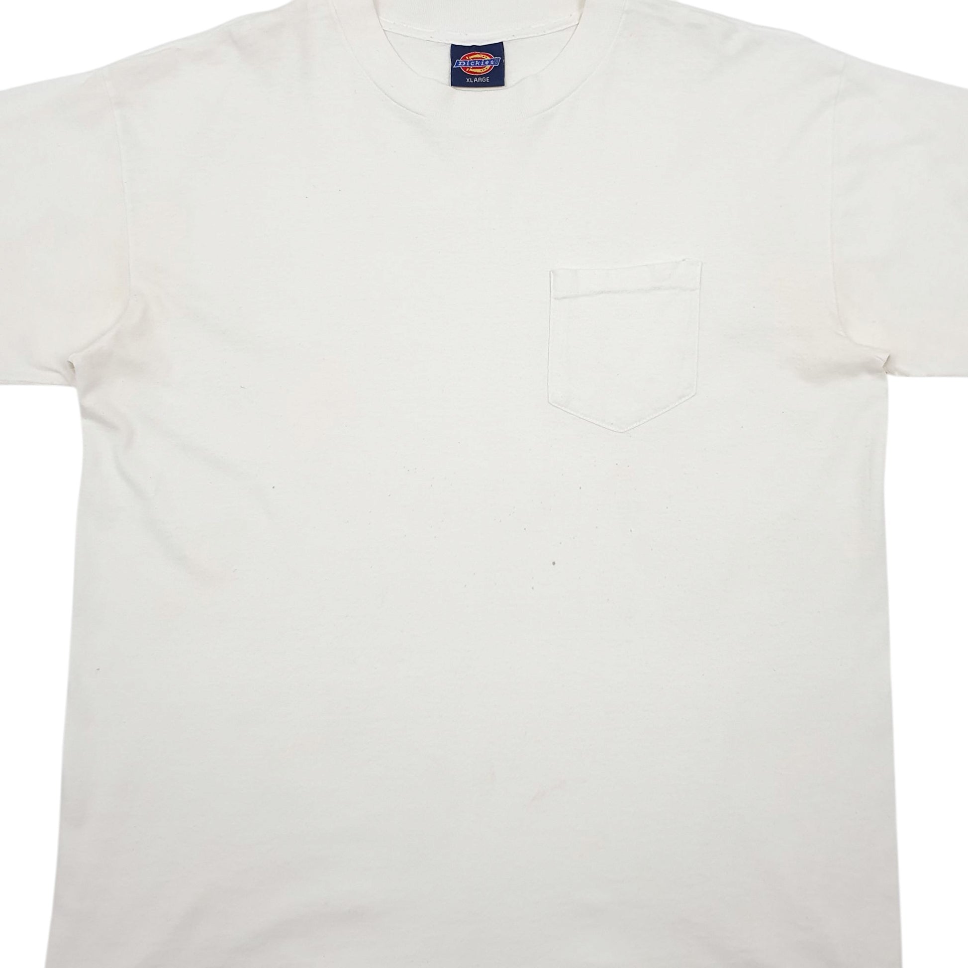 Mens White Dickies Vintage Made In USA Short Sleeve T Shirt