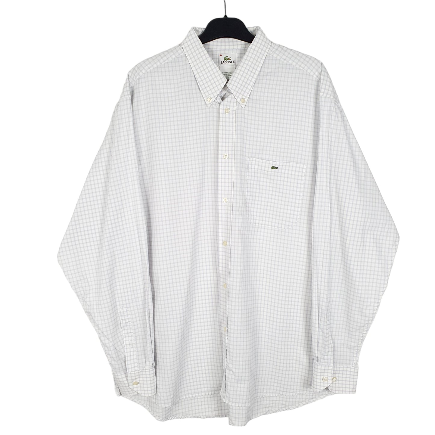 Mens White Lacoste Vintage Made In France Long Sleeve Shirt