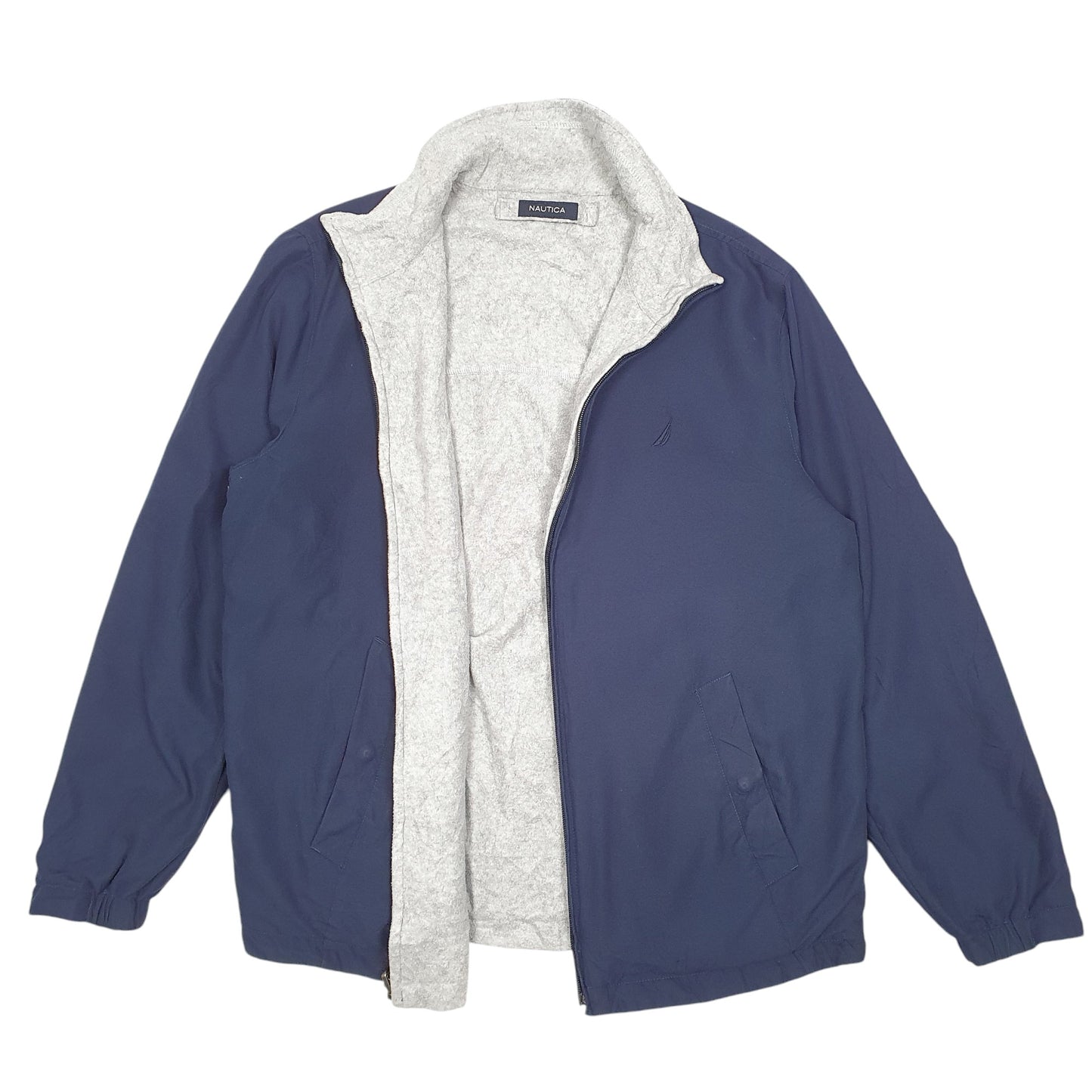 Mens Navy Nautica Reversable Fleece Bomber Casual  Coat