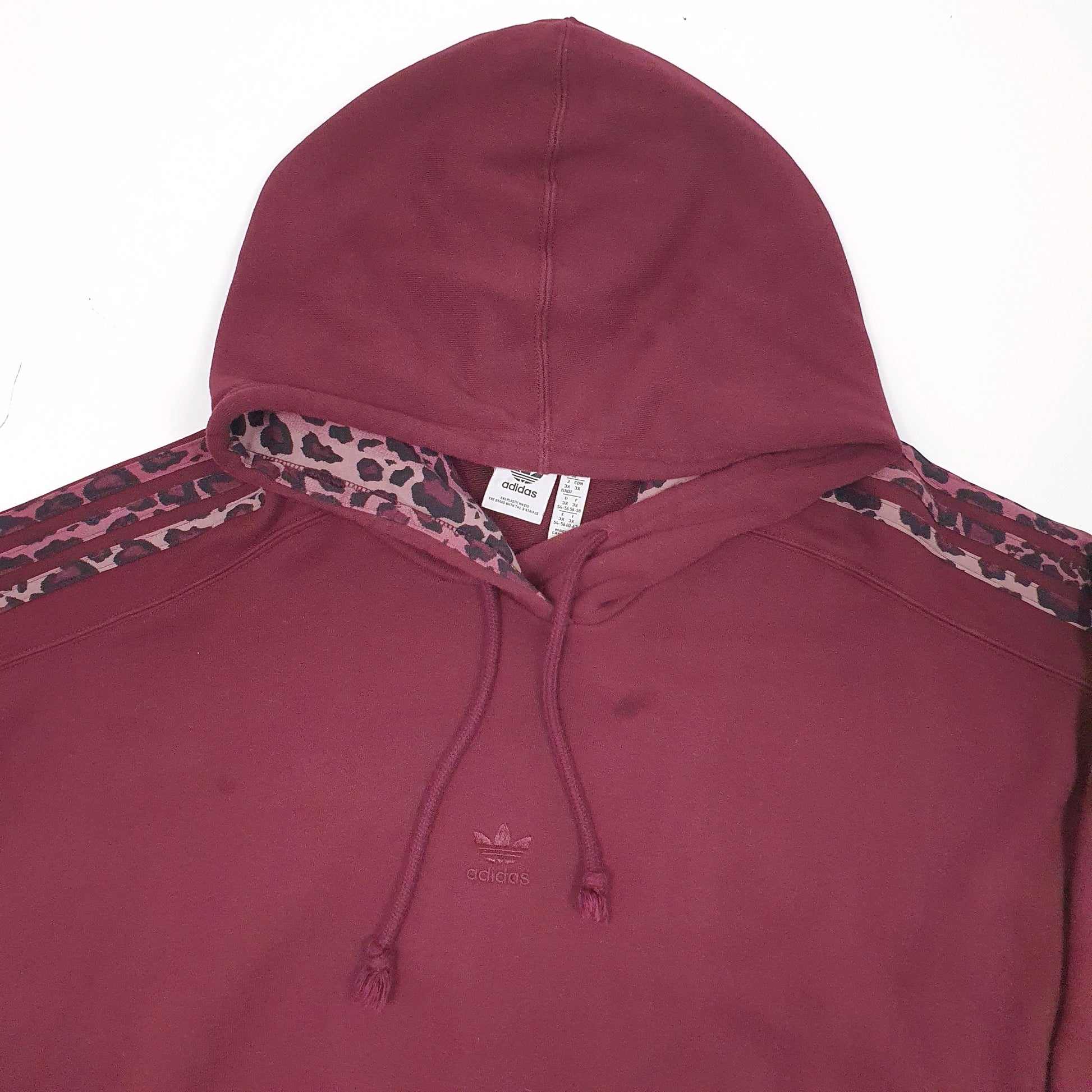 Womens Burgundy Adidas Croptop Hoodie Jumper