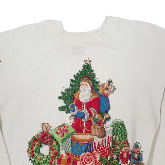 Mens White Tultex Vintage 90s Made In USA Crewneck Jumper