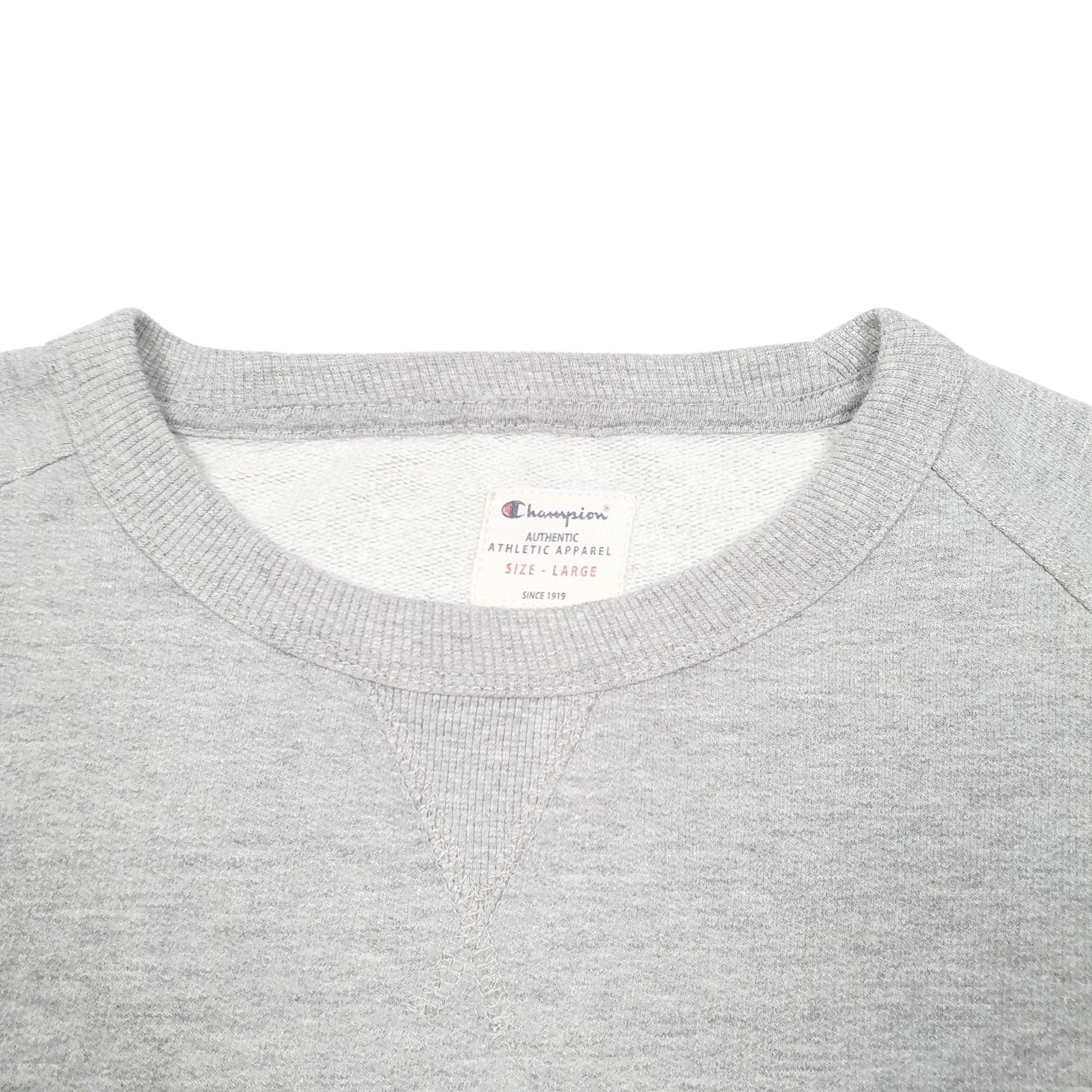 Mens Grey Champion Script Raglan Crewneck Jumper