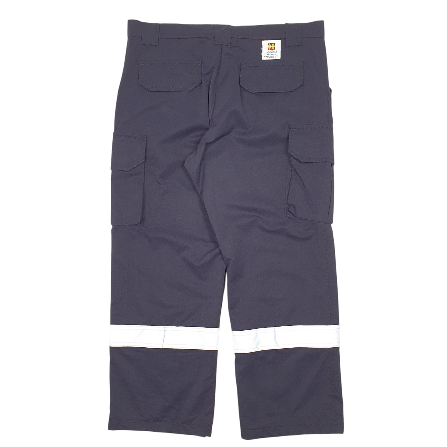 Mens Navy Millwork Workwear Utility Reflective Flame Resistant Cargo Trousers