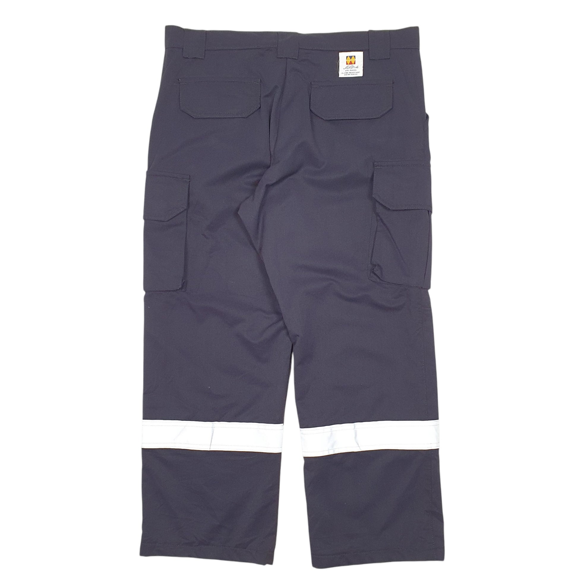 Mens Navy Millwork Workwear Utility Reflective Flame Resistant Cargo Trousers