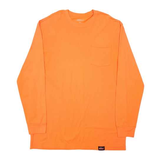 Mens Orange Dickies Pocket Workwear High Vis Long Sleeve T Shirt